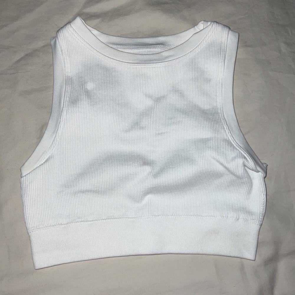 white cropped athletic top